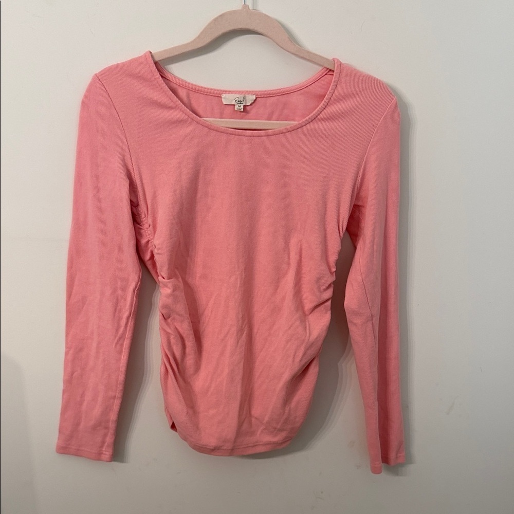 Classic Scoop Neck Long Sleeve Top in Soft Pink